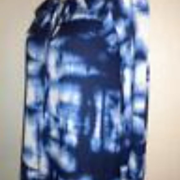 BCBG MAX AZRIA MS SIZE SMALL DARK INK COMBO SPLIT NECK CHIFFON PEASANT BLOUSE - Picture 7 of 9